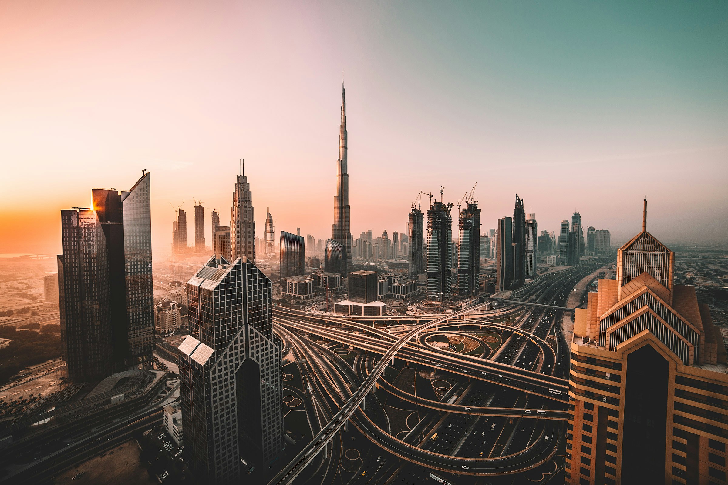 UAE skyline representing the investments carried out on the last decade on the country.